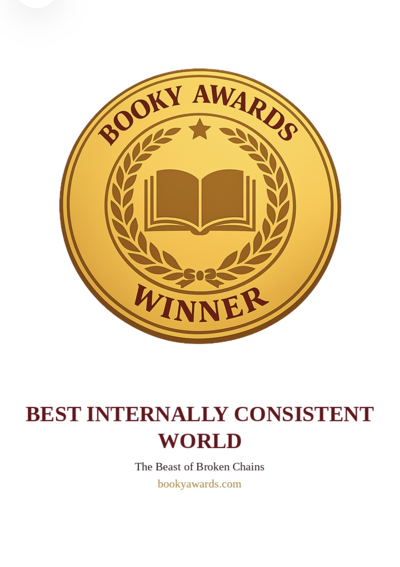 Booky Awards Winner seal for Best Internally Consistent World